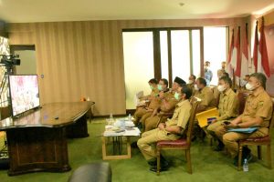 Bupati Ikuti Rakor Penyamaan Persepsi Pelaksana APBD Dan Koordinasi PEN Tahun 2021