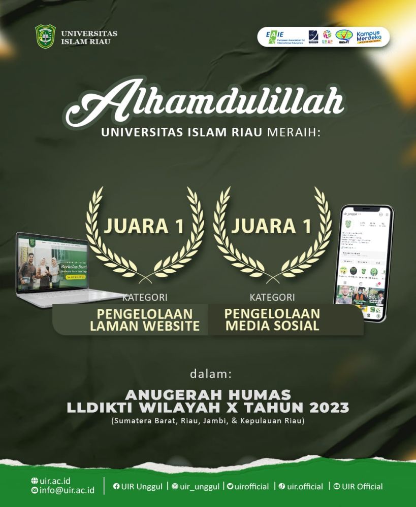 UIR Raih Juara dalam Dua Kategori di Anugerah Humas LLDIKTI X 2023