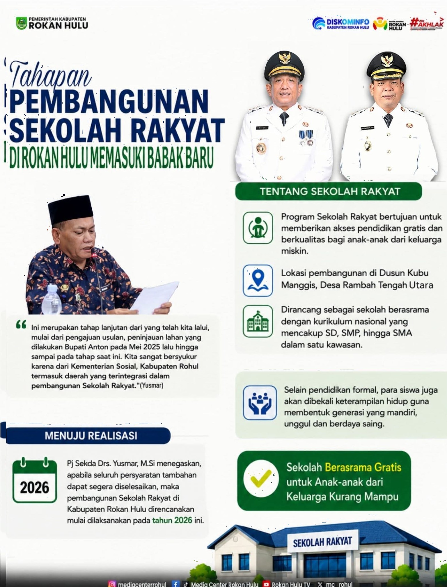 Satu Kawasan, Satu Misi! Sekolah Rakyat Rokan Hulu Gabungkan SD, SMP, dan SMA